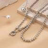 Personalized Metal Ring Collar Item Jewelry, Simple Asymmetric Imitation Pearl Beaded Neck Necklace
