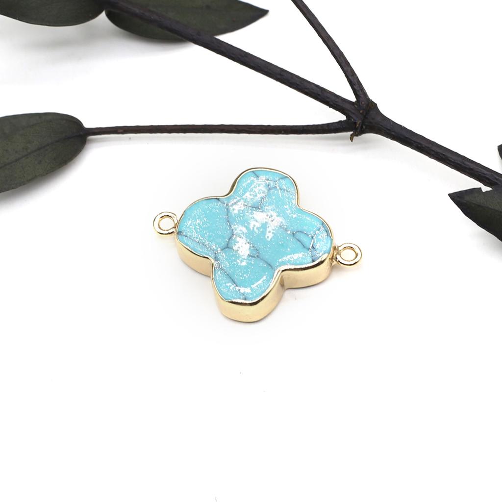 Necklace Connector Natural Stone Lapis Lazuli/Labradorite Quadrangle Connector For Jewelry Making DIY Necklace Bracelet Accessor