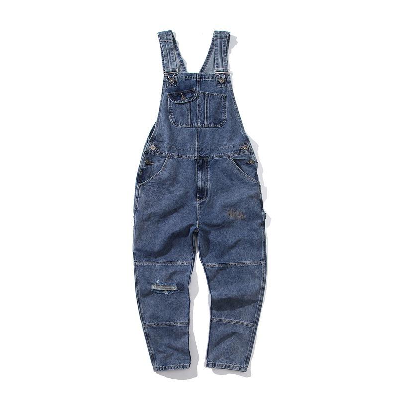 Men's Trendy Loose Straight-Leg Ripped Retro Overalls