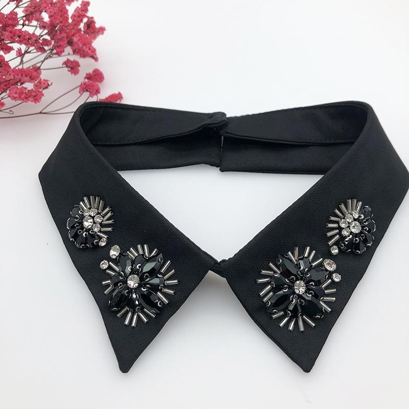 Beading Fake Collar Women Elegant Diamond Detachable Collars for Woman False Shawl Shoulder Wrap Lapel False Collars Woman Tie