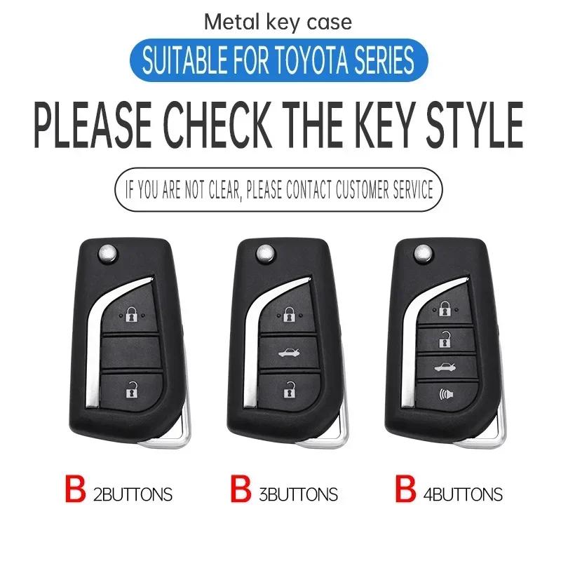 zinc Alloy Leather Car Flip Key Case Cover For S5 Hilux Corolla Avensis Prado Fortuner RAV4  CT IM CHR Shell Fob Accessories JH5