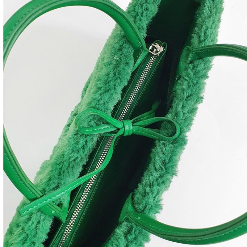 Luxury Faux Fur Large Fabric Tote Designer Women's Bags Lambswool Lady Handbags Warm Fur Large Bags