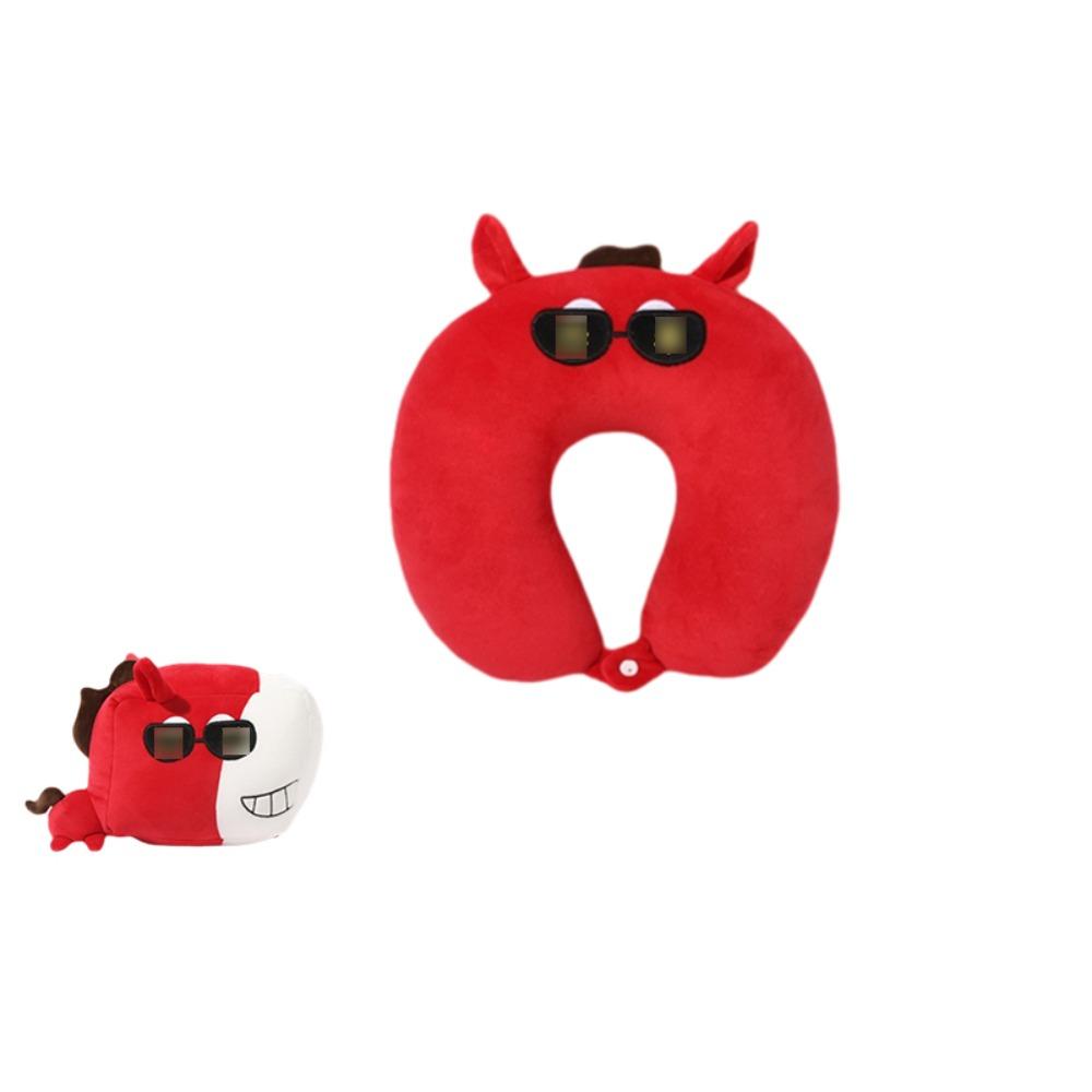 Универсальная подушка-трансформер 2 в 1 в форме лошади, U-образная, приятная на ощупь, для офиса и отдыха, а также подушка для сна с мультяшным рисунком и частицами пены, идеально подходит для деловых поездок.