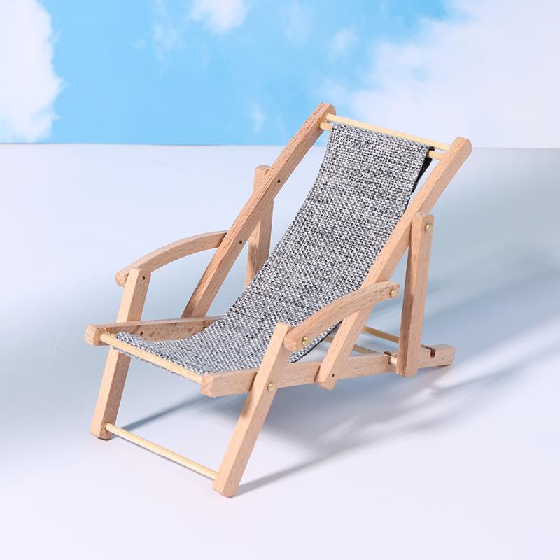 1:12 Dollhouse Miniature Beach Chair Deck Chair Model Living Scene Decor Toy Doll House Accessories
