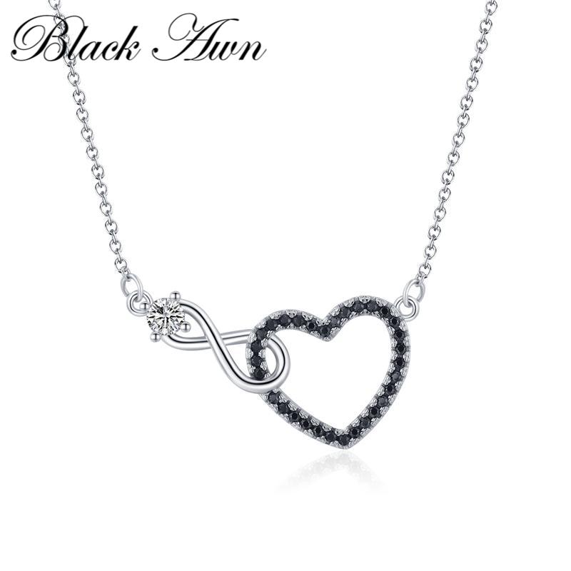 Blakc Awn Black Jewelry Black Heart Infinity Necklaces for Women