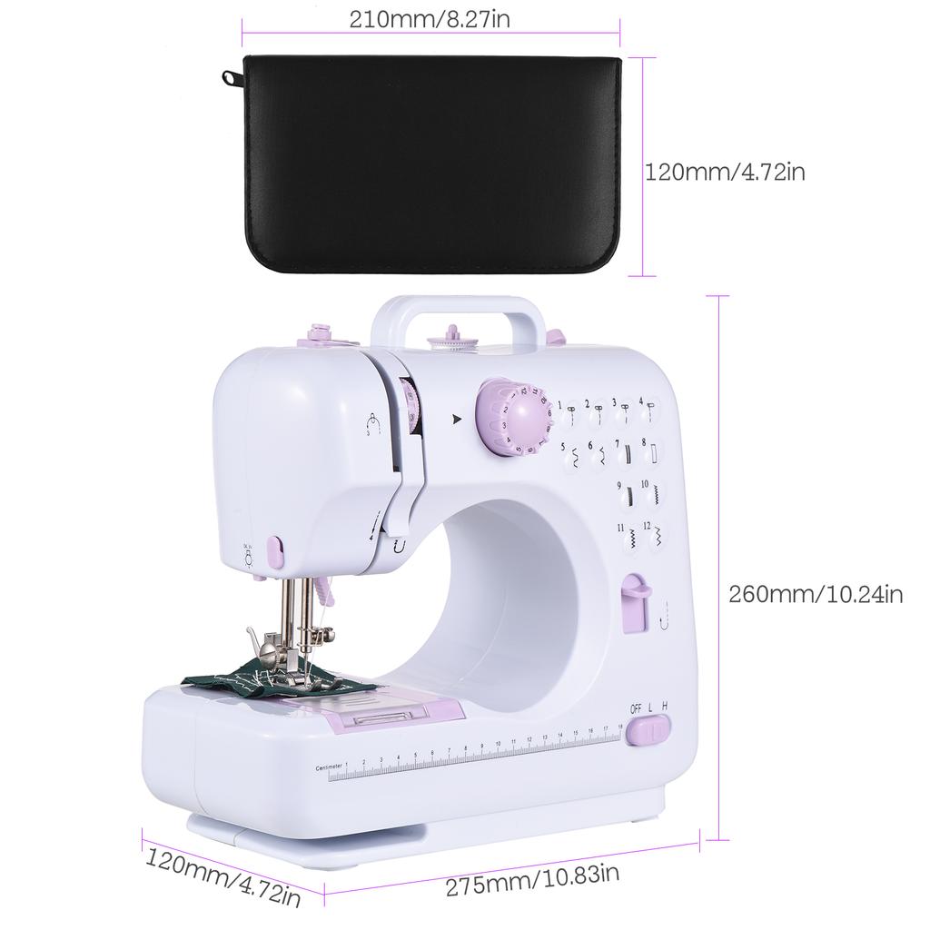 Высококачественная многофункциональная бытовая швейная машина, регулируемая 2-скоростная педаль со светодиодной подсветкой, 12 стежков