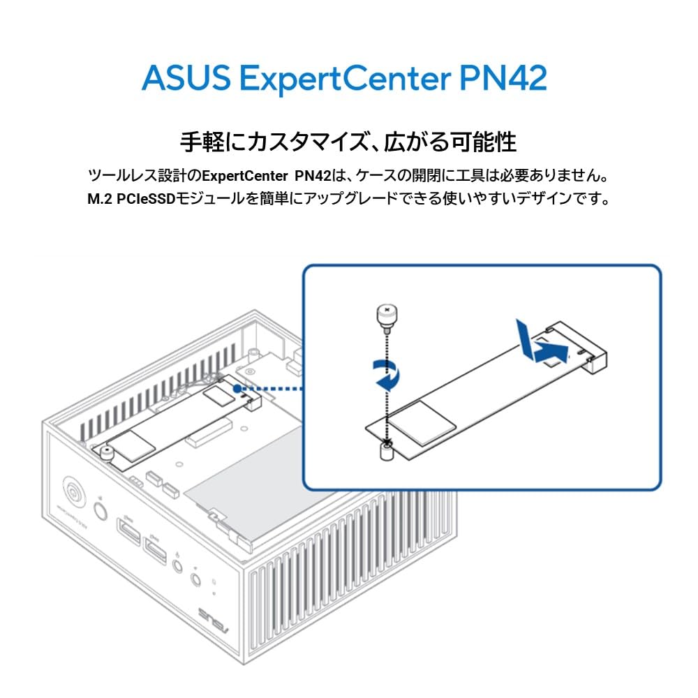 Asus Настольный мини-компьютер N100 SSD 128G 11 Авторизованный дистрибьютор Черный (Процессор Intel/4 ГБ (Макс. 16 ГБ)/М.2 (PCIE)/Windows Pro) [Японский продукт]