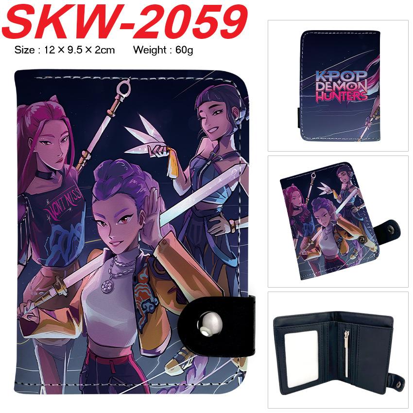KPop Demon Hunters Wallet Vertical Snap Button Double Layer Card Holder Coin Purse Portable 1pcs