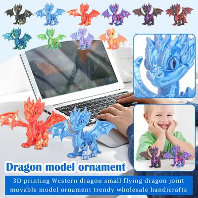 3D-печатный западный дракон, маленький летающий дракон, подвижная модель, игрушка-украшение
