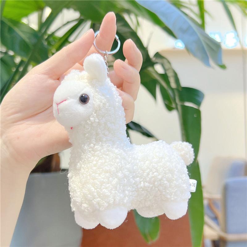 Cartoon Cute Alpaca Plush Pendant Creative Kawaii Doll Keychain Student Backpack Decoration Accessories Birthday Gifts