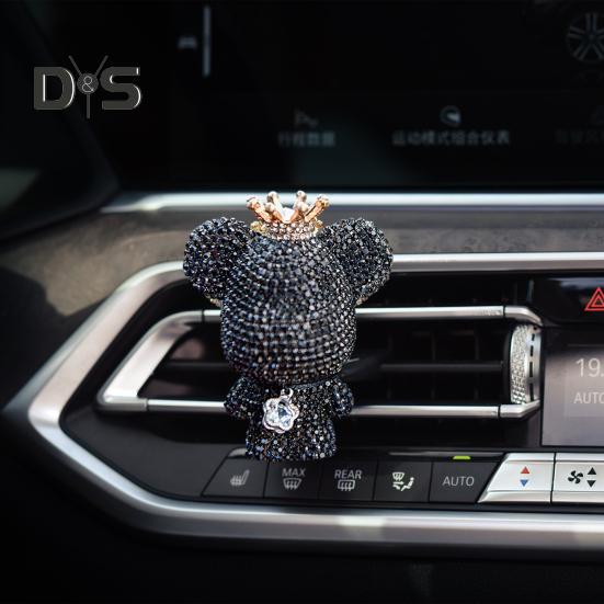 Автомобильный освежитель воздуха со стразами и медведем, крепление к вентиляционному отверстию, длительный аромат, удаление запаха, зажим, тип автомобильного воздуховыпускного отверстия, диффузор для ароматерапии, автомобиль