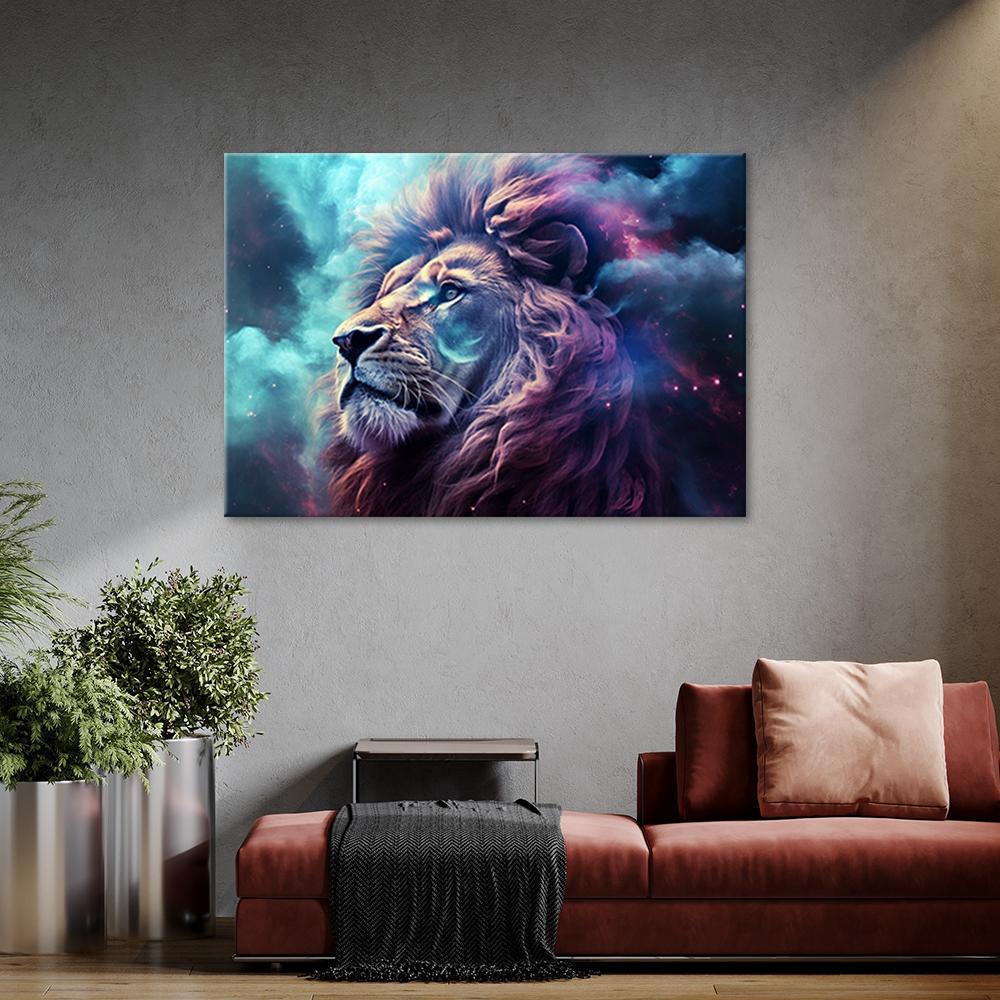 Canvas print, Lion Abstraction Blue