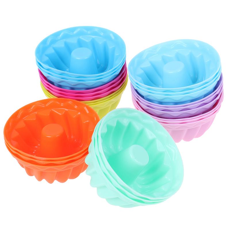 12Pcs/Set Baking Jelly Mould Silicone Pudding Cupcake Muffin Donut Mold