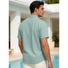 Men's Waffle Texture Short Sleeve Button Down Shirt Casual Pocketed Summer Top