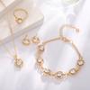 5Pcs Luxury Heart Shape Jewelry Sets Of Necklace Ring Earrings Bracelet For Women Bridal Wedding Accessories Anniversary Gifts