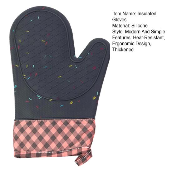 1Pc Silicone Heat Resistant Gloves Non-Slip Oven Mitts Kitchen Hand Clamps Thickened