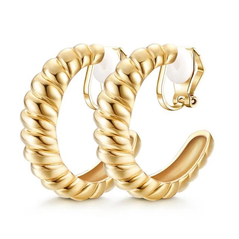 9 пар Индивидуальные массивные серьги-кольца на клипсах Золотое покрытие Ушной аксессуар для женщин Удобные для ношения без проколов