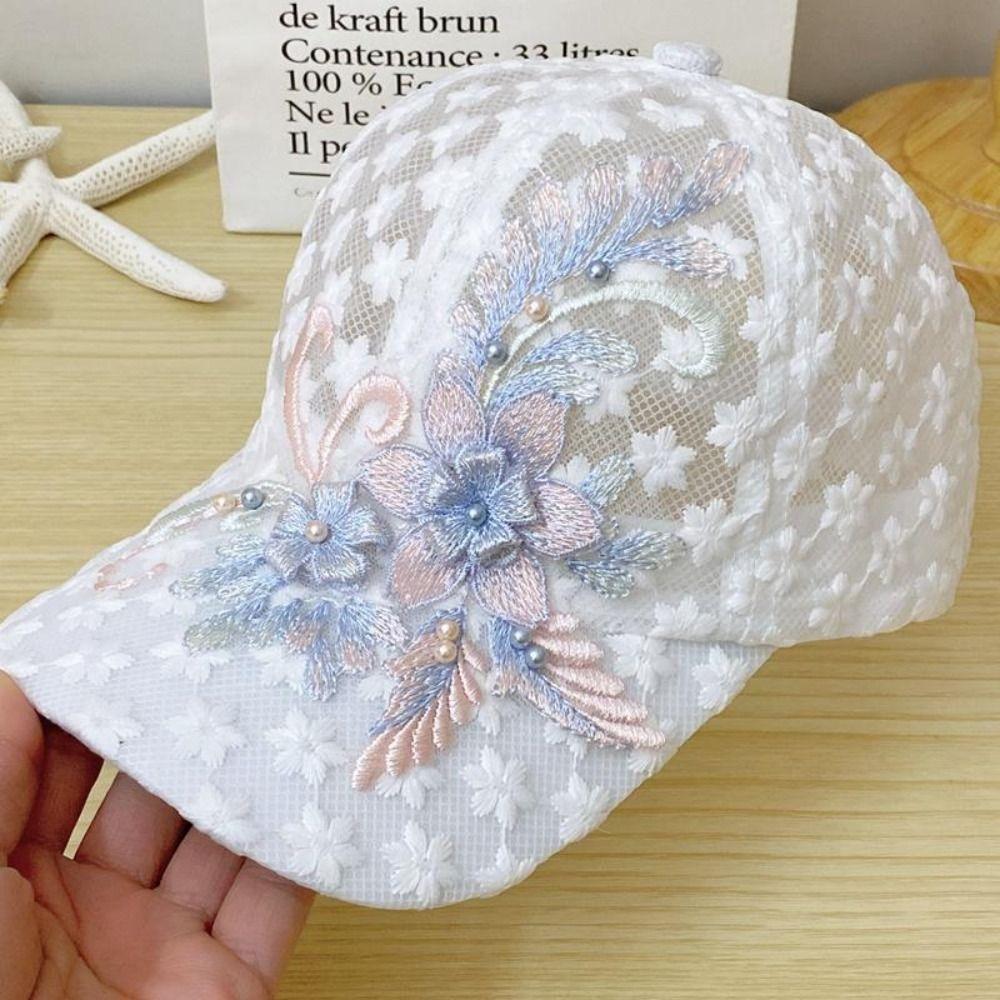 Summer Lace Baseball Cap Embroidered Flowers Sunscreen Hat New Rebound Cap For Women Girls