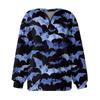 Women's Casual Fashion Long Sleeve  Print Oversize Zip Sweatshirt Top