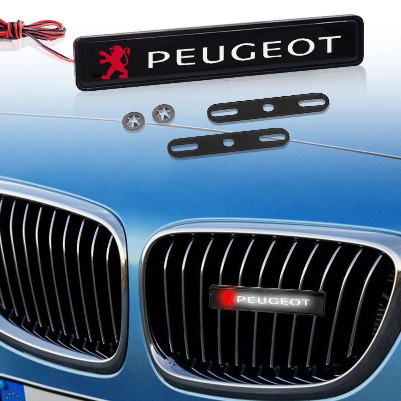 2026 Hot Car Sticker Car Decorative Light LED Front Hood Grille Emblem Badge Decor For Peugeot 407 3008 307 308 206 508 208 207