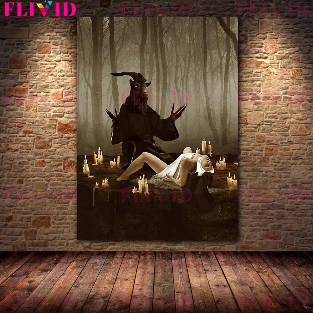 Forest Witches and Shadow Monsters, Vintage Murals On Canvas, Mysticism, Witchcraft, Paganism, Gothic Art Posters and Prints