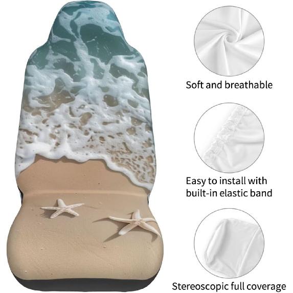 Автомобильные чехлы на сиденья с принтом морских звезд для женщин и мужчин, автомобильная подушка на сиденье в морской тематике, защитный чехол для ковшеобразного сиденья, подходит для автомобиля, внедорожника, седана, грузовика, универсальный