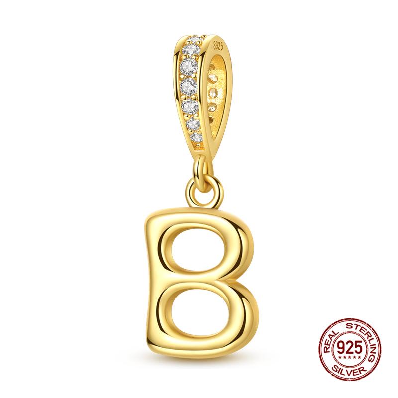 Новинка Оригинальные Шармы Медь 26 Золотых Букв А-Я Шарм-Бусина Подходит для Оригинального Браслета 3 мм для Женщин DIY Модная Бижутерия Подарок