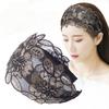 Vintage Lace Floral Printed Head Hoop Korean Broadside Hair Bands Embroidery Flower Headband Toothed Non-slip Headband