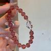 New original natural strawberry crystal single-loop bracelet with white crystal heart pendant for women, niche design