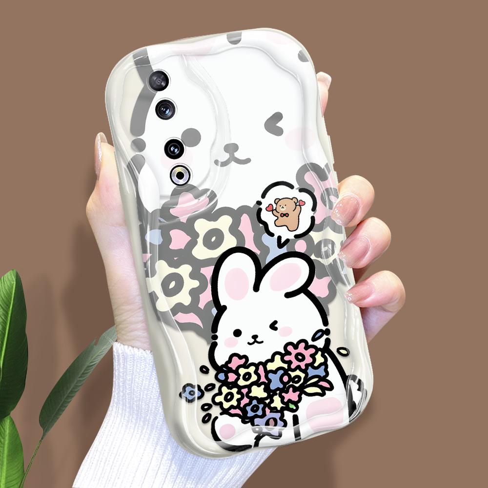 Cute Cartoon Pattern Cream Texture Casing Wavy Edge Soft Silicone Cover Phone Case for Huawei Honor Infinix Tecno iPhone