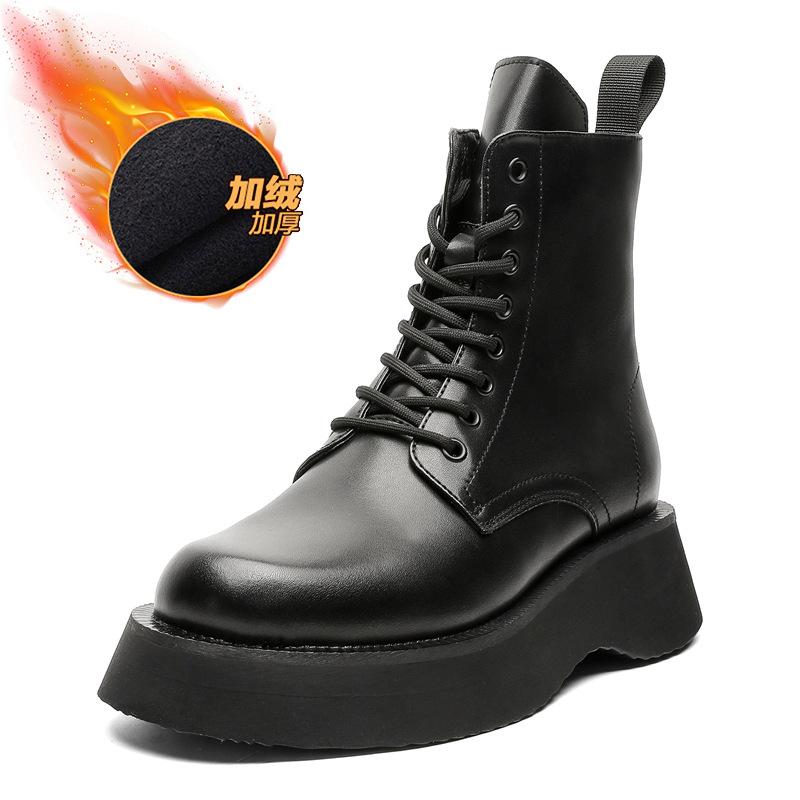 Высокие ботинки Мартин мужские весенне-осенние в британском стиле ретро с большой головой мужские туфли на платформе-маффин ботинки-локомотивы 23411-A