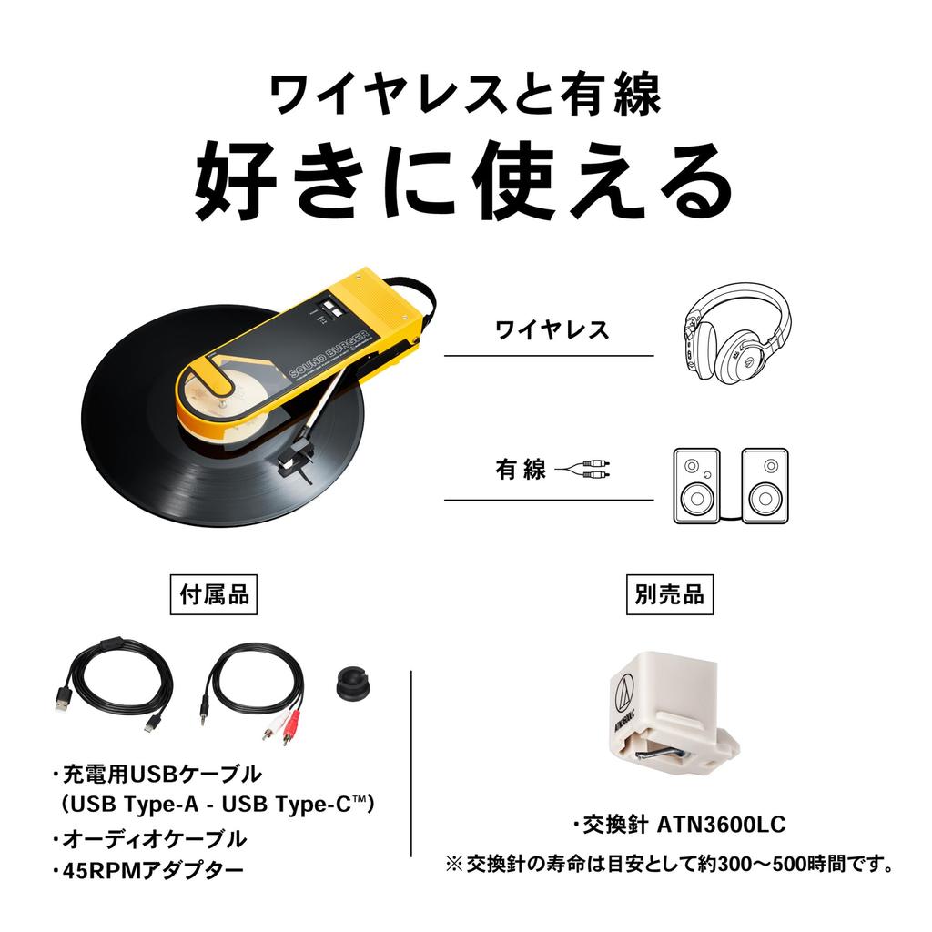 YL Wireless Record Player Sound Burger Portable Small Lightweight USB Charging Bluetooth Belt Drive Yellow Audio-Technica AT-SB727 AT-SB727 []