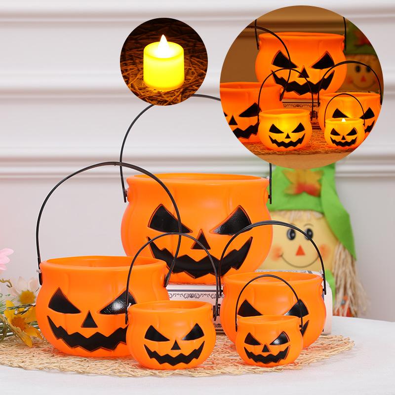 Halloween Witch Cauldron Pumpkin Ghost Candy Bucket Plastic Mini Holder Trick Or Treat Party Supplies Decoration