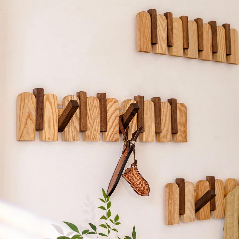Настенные Деревянные Эстетичные Вешалки для Одежды Складной Компактный Органайзер Модульные Вешалки для Одежды Дешевая Многофункциональная Полка для Хранения Вешалка для Пальто и Шляп Мебель