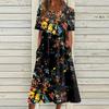 Women's Casual Dresses Printed Dresses Summer Dresses Printed Pleated Round Neck Midi Dresses Basic Classic Outdoor Daily Short Sleeve Loose Dresses