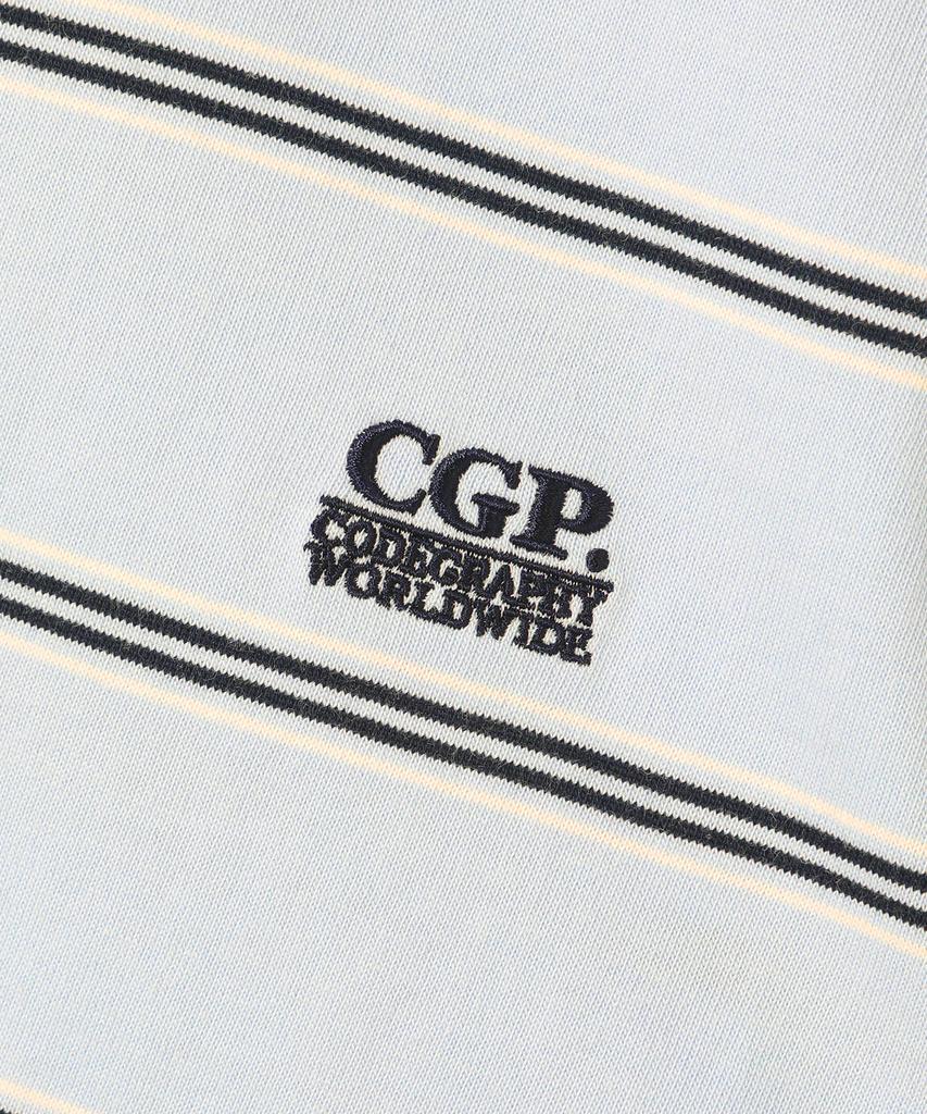 CGP (женщины) Полоскатая футболка с коротким рукавом и воротником - Небесно-голубой