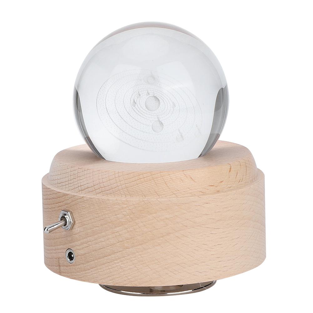 Солнечная система узор хрустальный шар вращающийся музыкальная шкатулка USB зарядка светодиодный ночник для подарка на день рождения