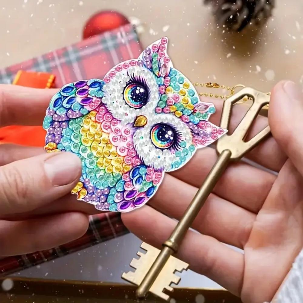 6 шт./Набор DIY Алмазная живопись Брелок - Узор Животное Сова, DIY Украшение, Алмазный набор Товары для творчества, Ручная мозаичная живопись