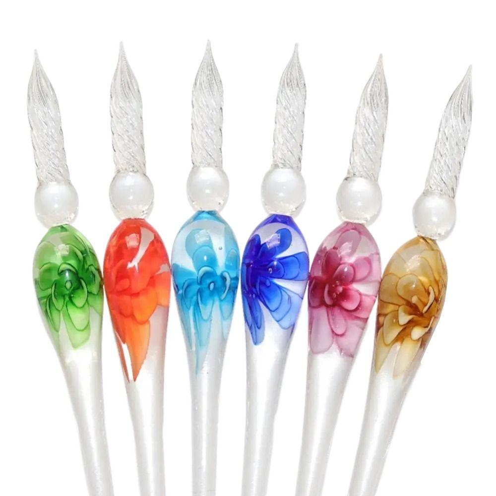 Filling Ink Floral Dip Pen Signature Dipping Ink Pen Elegant Glass Fountain Pen Students Gifts