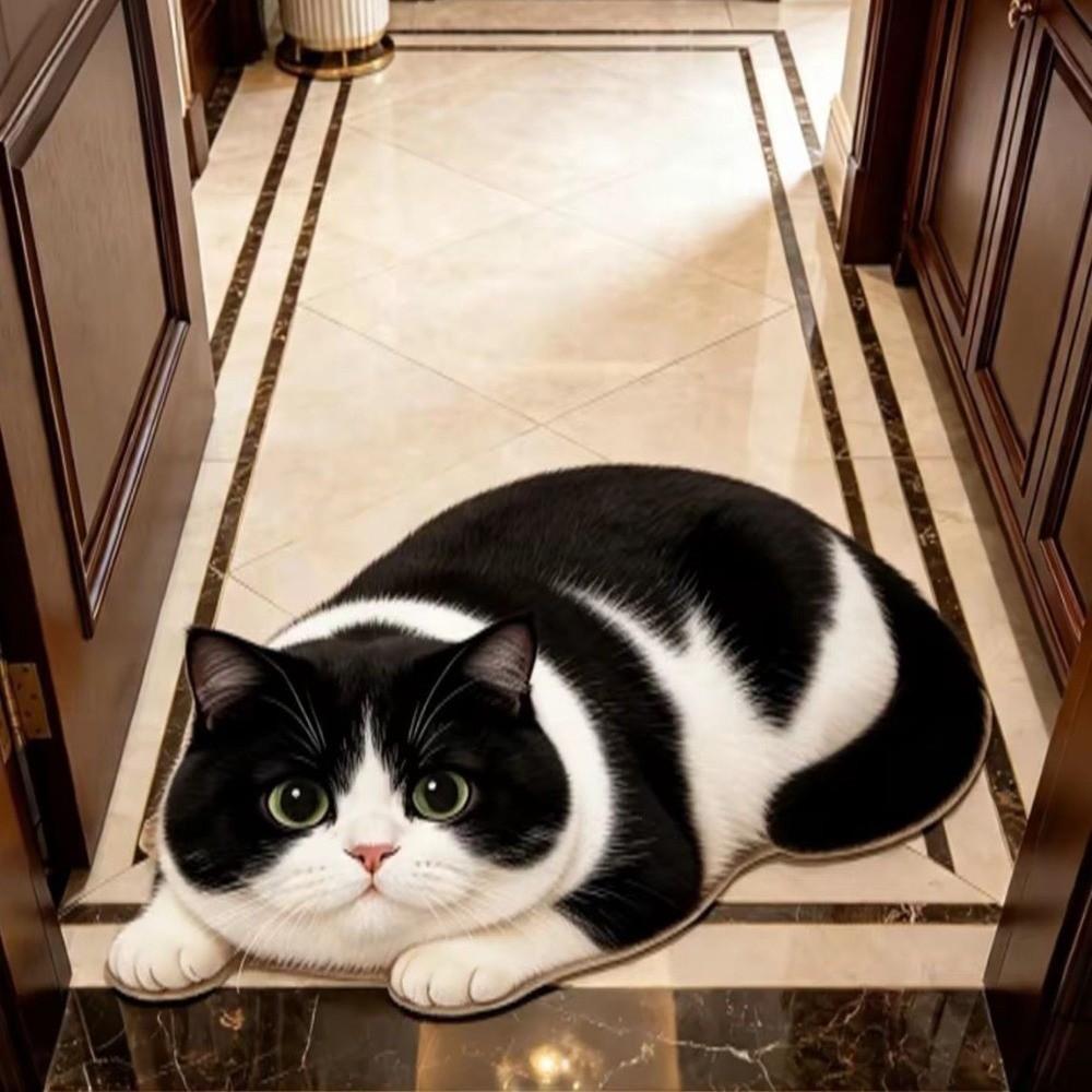 2D Cat-Shaped Area Rug Anti-fouling Cartoon Carpet Cute Home Decor Carpet Bedrooms