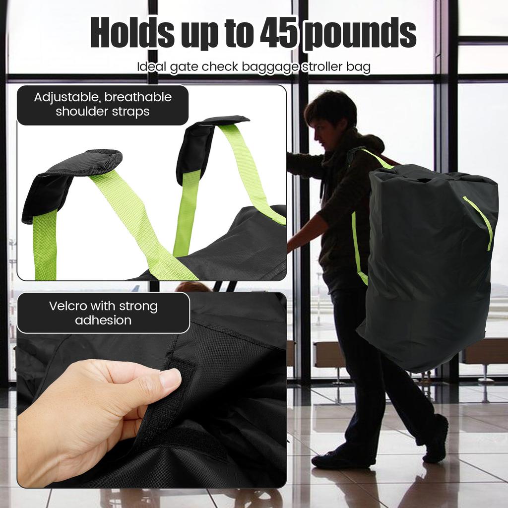 Сумка для коляски Ткань Оксфорд Сумка для хранения коляски для проверки у выхода на посадку Водонепроницаемая дорожная сумка для коляски с регулируемым ремнем для путешествий на поезде