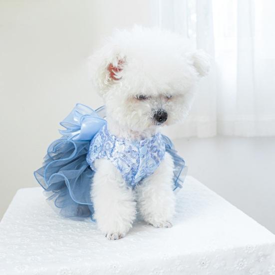 Платье для собачки-принцессы, блестящее кружевное платье-пачка для маленьких щенков, одежда для собачьих нарядов на свадебные вечеринки