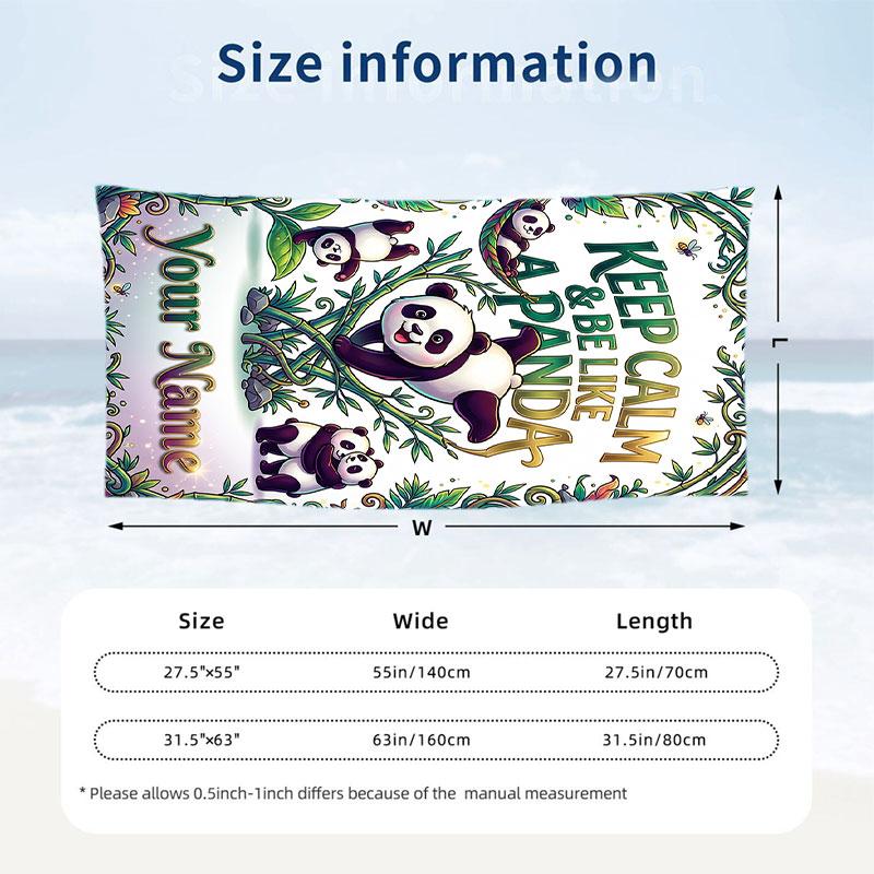 Bear Panda Theme Beach Towel Personalized Custom Name & Text Soft Quick Dry Beach Towel for Swimming Travel