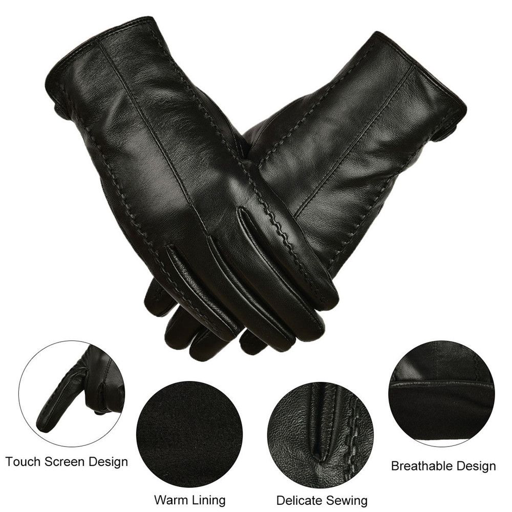 Driving Outdoor Sport Windproof Winter Warm Touch Screen Leather Gloves Apparel Accessories
