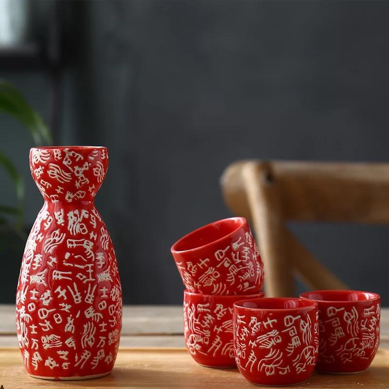 5 шт./компл., японская керамическая бутылка для вина Lucky Cat Sake, креативная фляжка Maneki Neko, ликер, спиртные напитки, чашка для вина, посуда для напитков