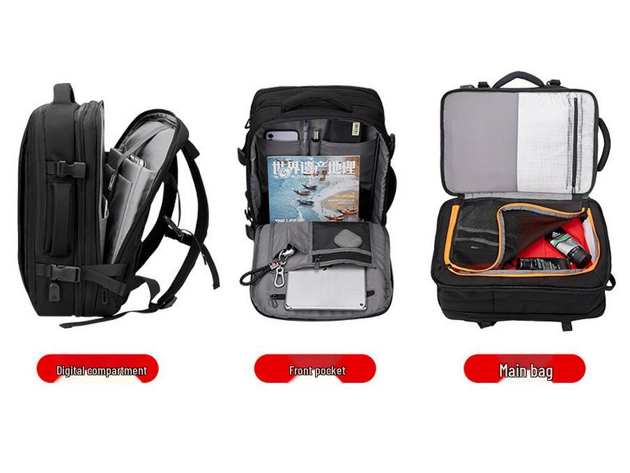 Расширяемый рюкзак для трансграничных путешествий большой вместимости, с разделением на мокрое/сухое и многофункциональным дизайном для бизнеса, школы и путешествий.