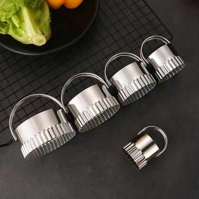 5 шт. Форма для сконов, пирожных, печенья из нержавеющей стали с ручкой, набор вырубок для печенья, волнистая вырубка для печенья с круглым зубчатым режущим инструментом