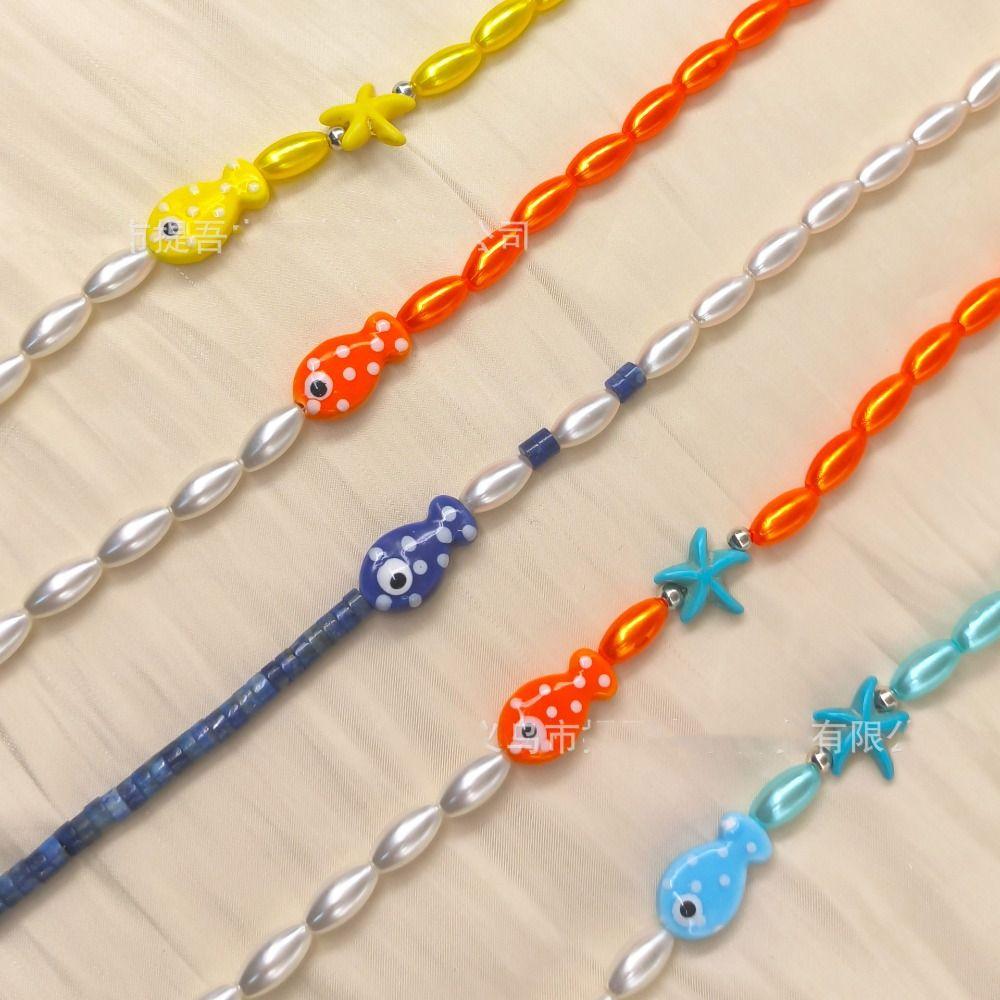 Jewelry Fish Pendant Necklace Bohemia Beads Chain Choker Trendy Mini Fish Necklace Summer