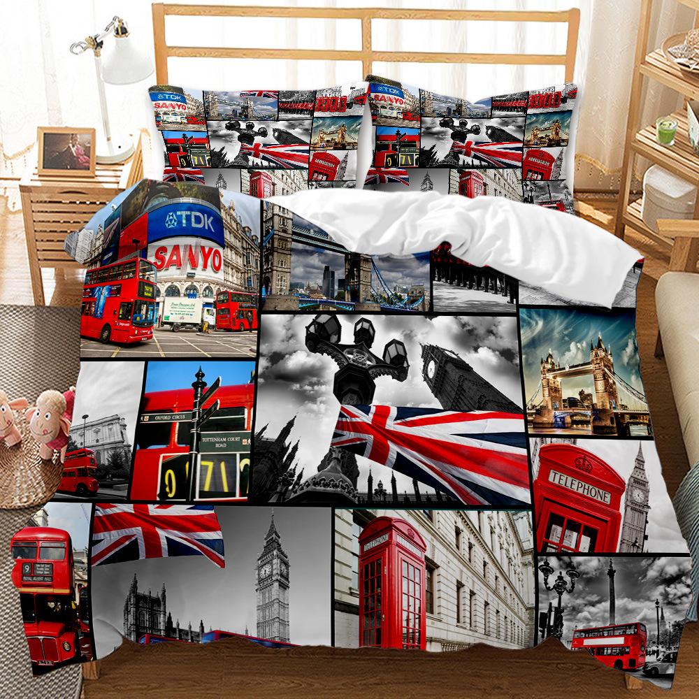 European and American construction three-piece 3D digital printing bedding quilt cover