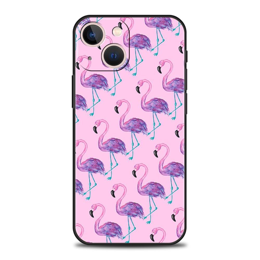 Pink Red Flamingo Luxury Phone Case For iPhone 13 15 14 12 11 Pro MAX XR X SE XS 7 8 Plus Soft Silicone Black Protection Cover